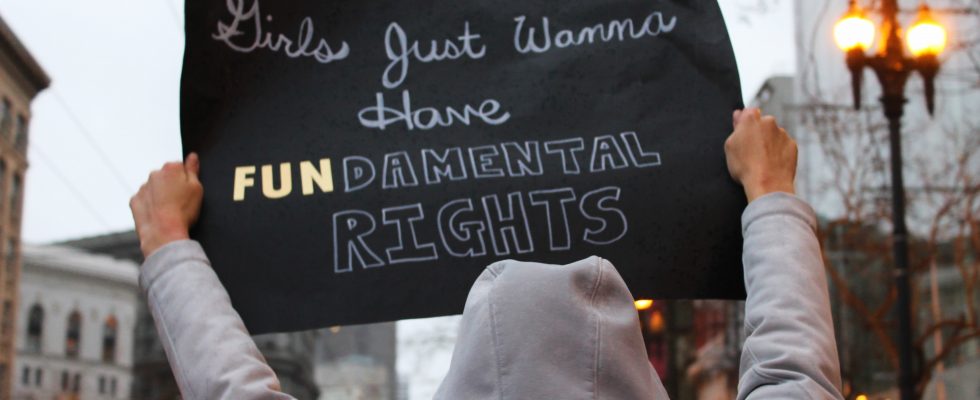 Schild "Girls just want to have fun damental Rights