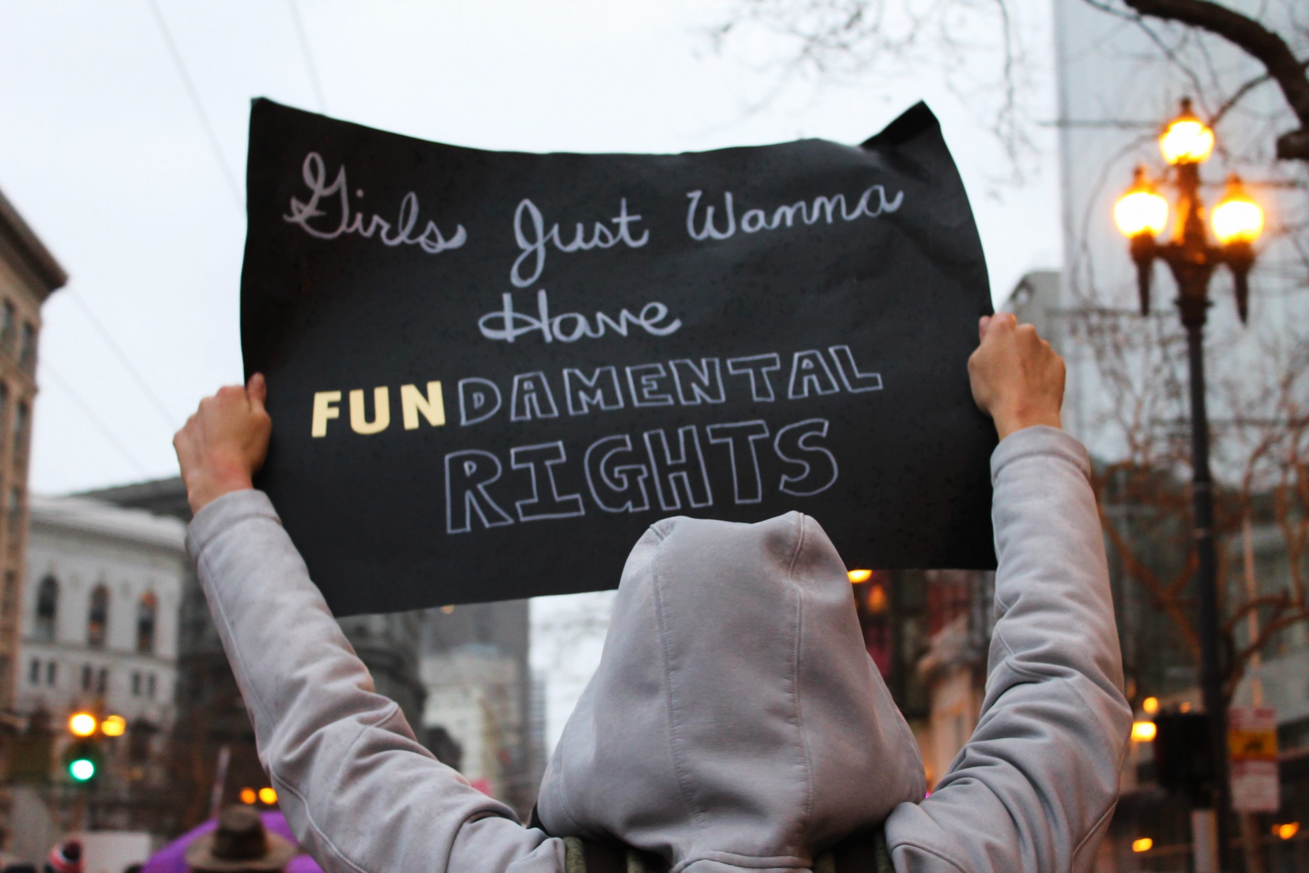 Schild "Girls just want to have fun damental Rights