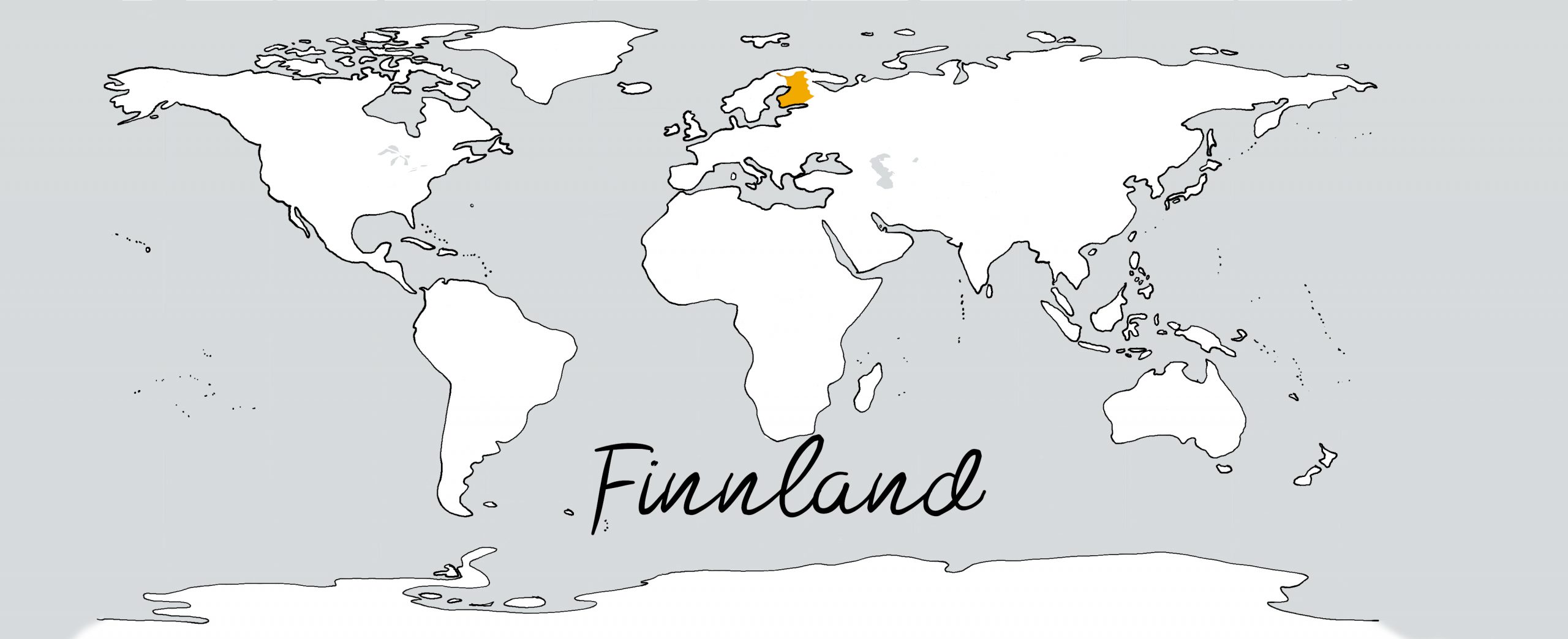 Weltkarte mit Schriftzug Finnland