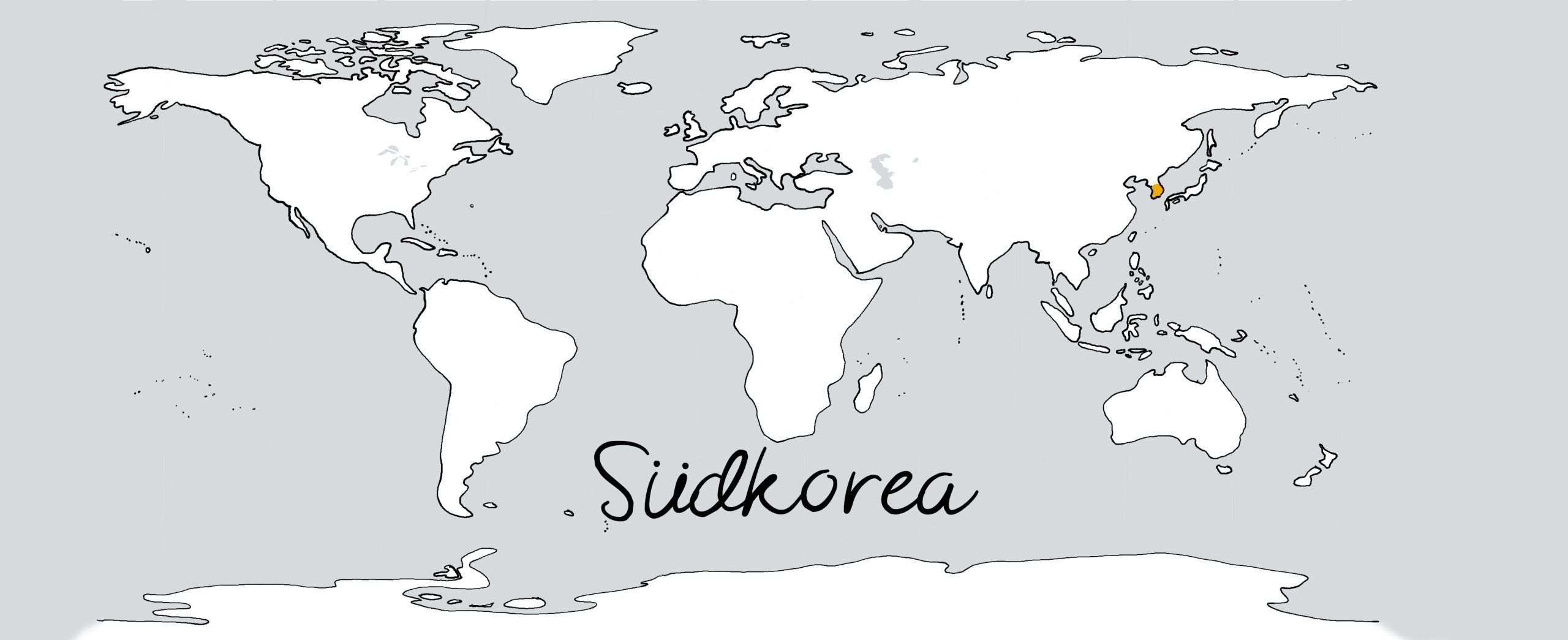 Weltkarte mit Schriftzug Südkorea