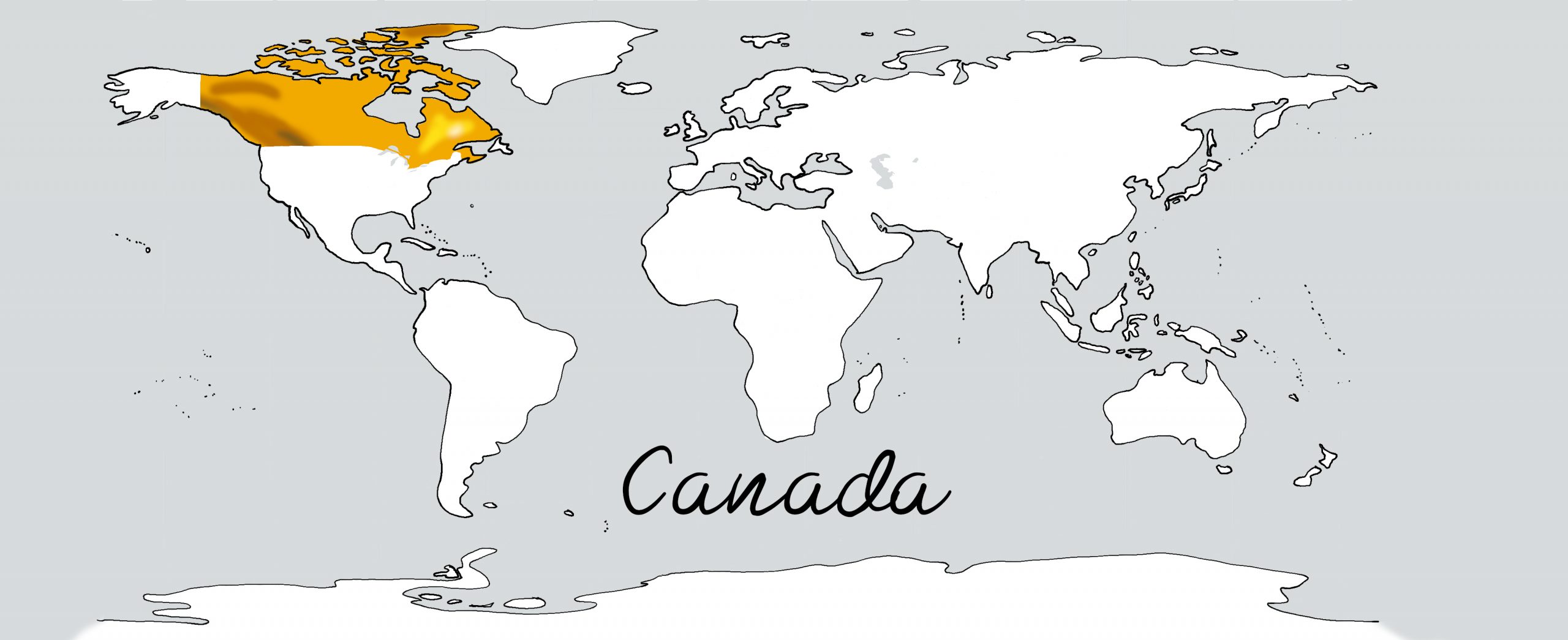 Weltkarte mit Schriftzug Kanada