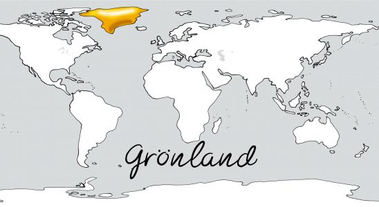 Weltkarte mit Schriftzug Grönland