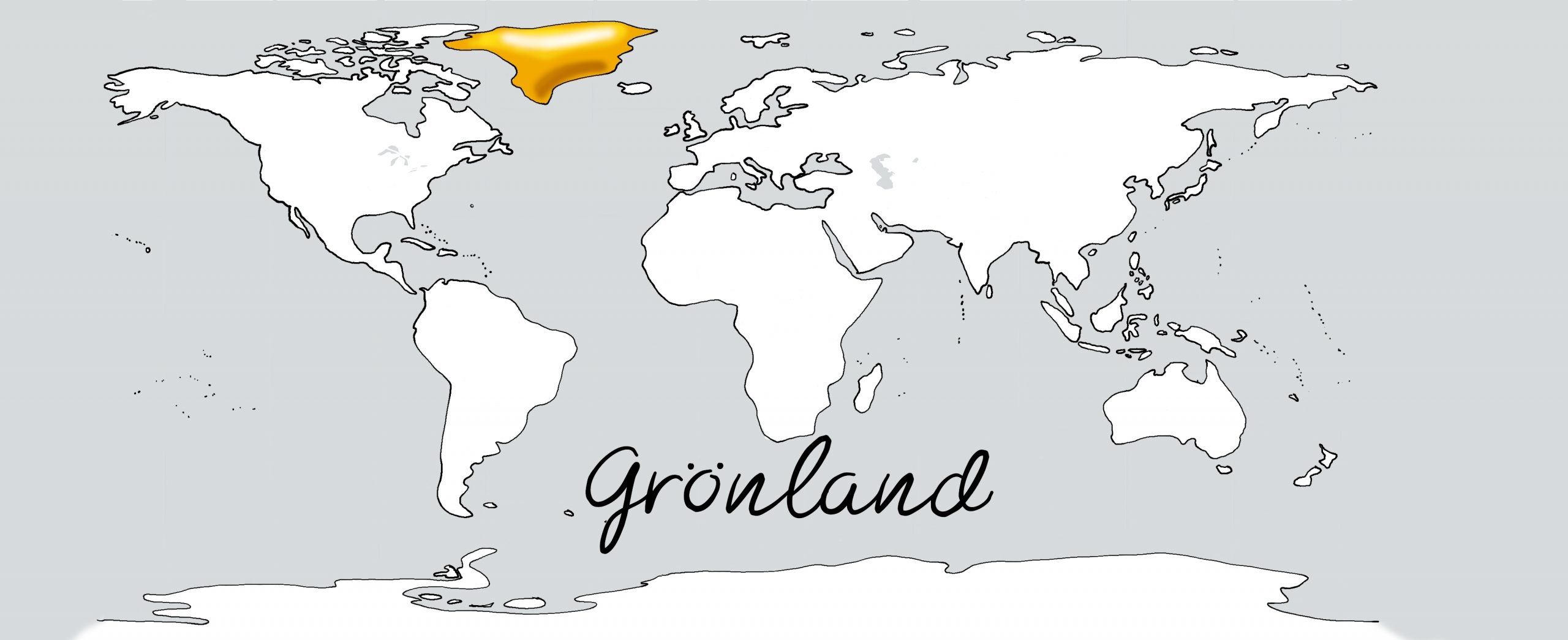 Weltkarte mit Schriftzug Grönland