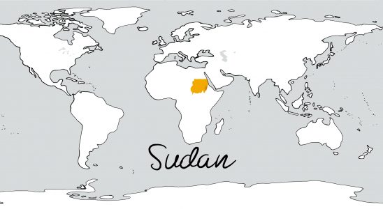 Weltkarte mit Schriftzug Sudan