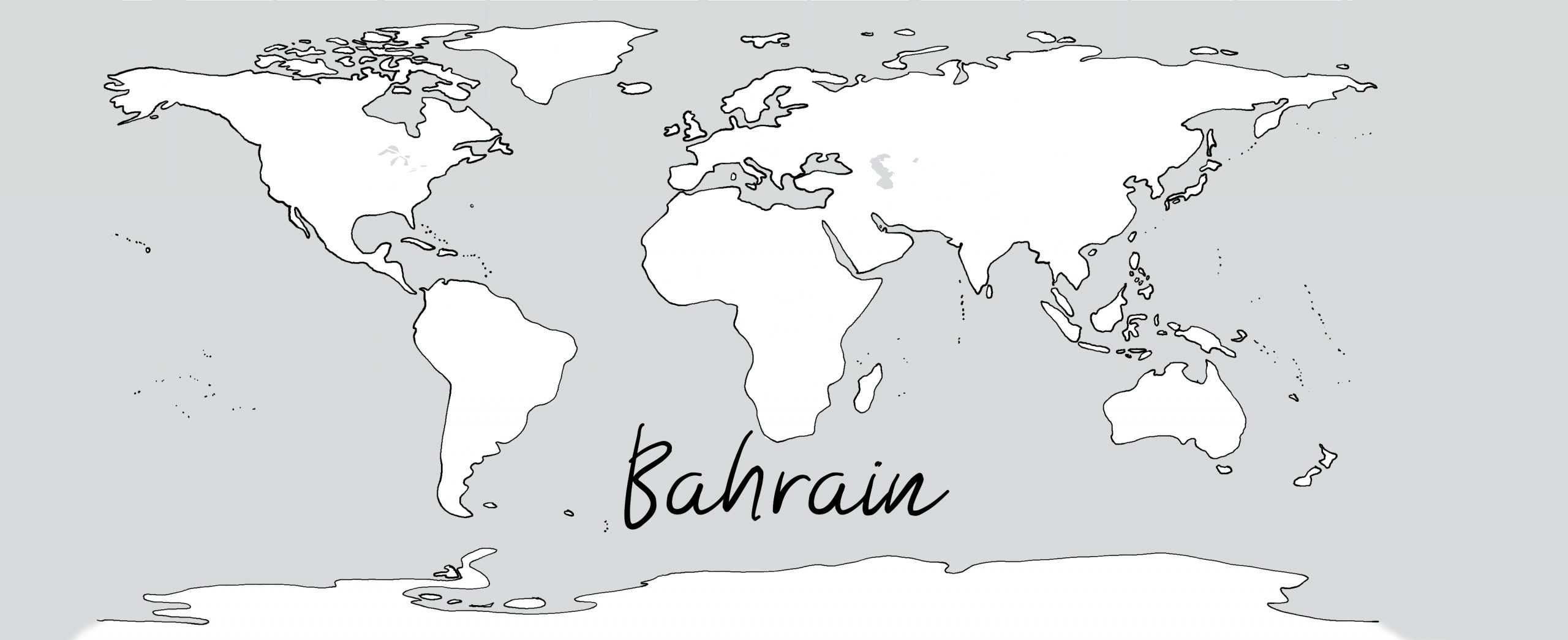 Weltkarte mit Schriftzug Bahrain