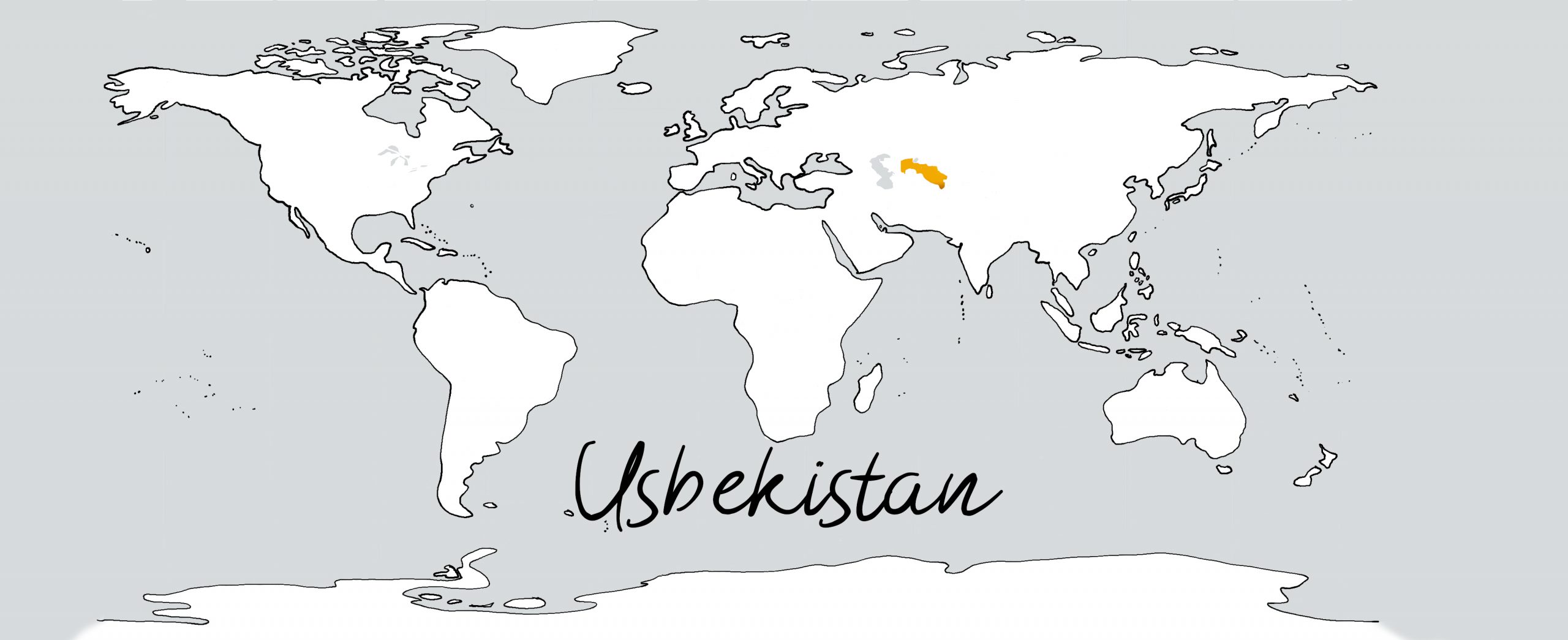 Weltkarte mit Schriftzug Usbekistan