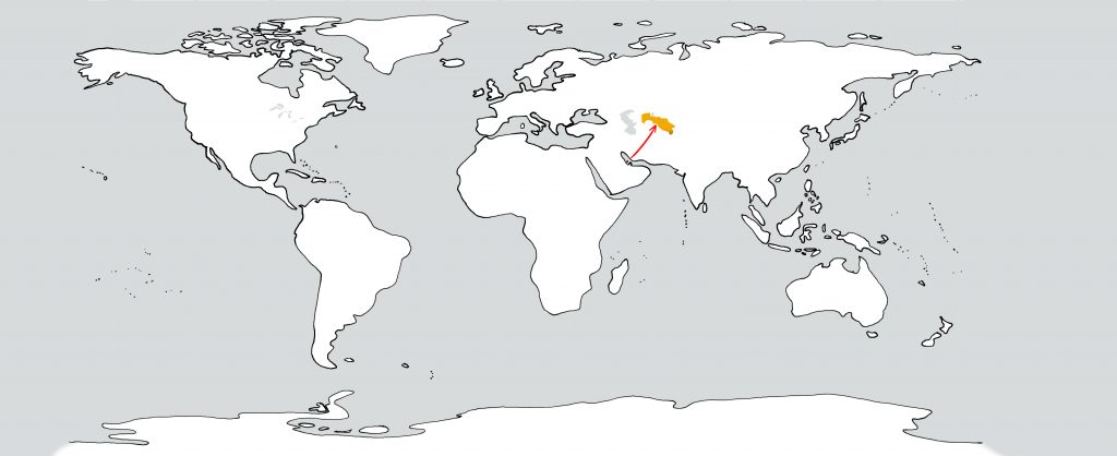 Weltkarte Bahrain nach Usbekistan